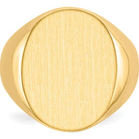 14K Yellow Gold Closed Back Men's Signet Ring - Polished & Brushed Finish, 15.5x19.0mm by 0