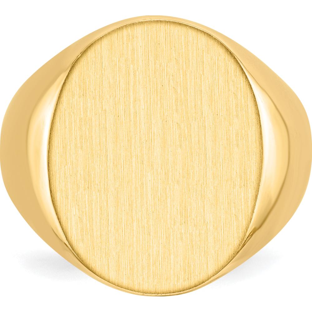 14K Yellow Gold Closed Back Men's Signet Ring - Polished & Brushed Finish, 15.5x19.0mm by 0