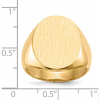 14K Yellow Gold Closed Back Men's Signet Ring - Polished & Brushed Finish, 15.5x19.0mm by 0