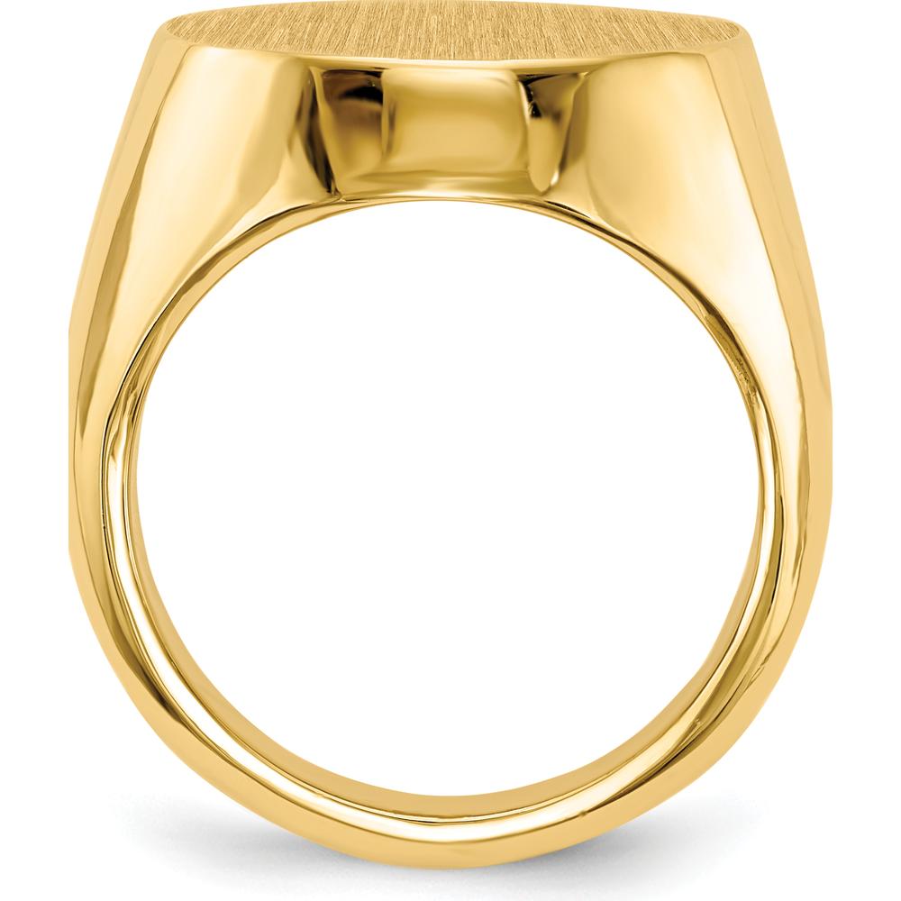 14K Yellow Gold Closed Back Satin Finish Signet Ring - 20mm Top by 0