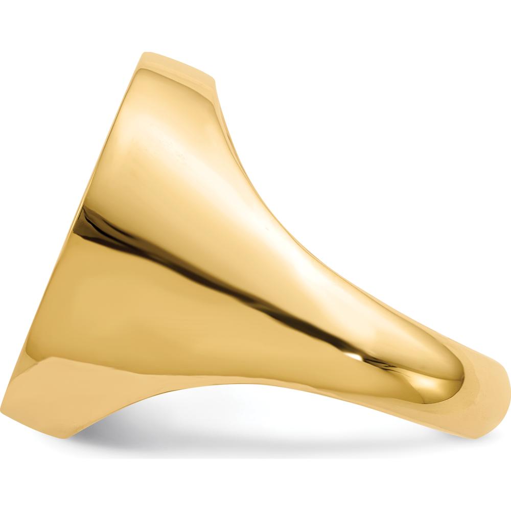 14K Yellow Gold Closed Back Satin Finish Signet Ring - 20mm Top by 0