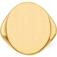 14K Yellow Gold Closed Back Satin Finish Signet Ring - 20mm Top by 0