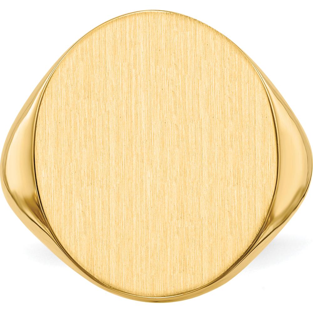 14K Yellow Gold Closed Back Satin Finish Signet Ring - 20mm Top by 0