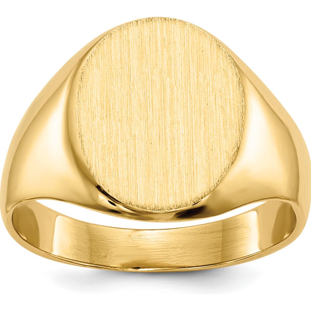 14K Yellow Gold Closed Back Signet Ring with Polished & Brushed Finish - 10.5x12.0mm by 0