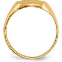 14K Yellow Gold Closed Back Signet Ring with Polished & Brushed Finish - 10.5x12.0mm by 0