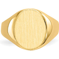 14K Yellow Gold Closed Back Signet Ring with Polished & Brushed Finish - 10.5x12.0mm by 0