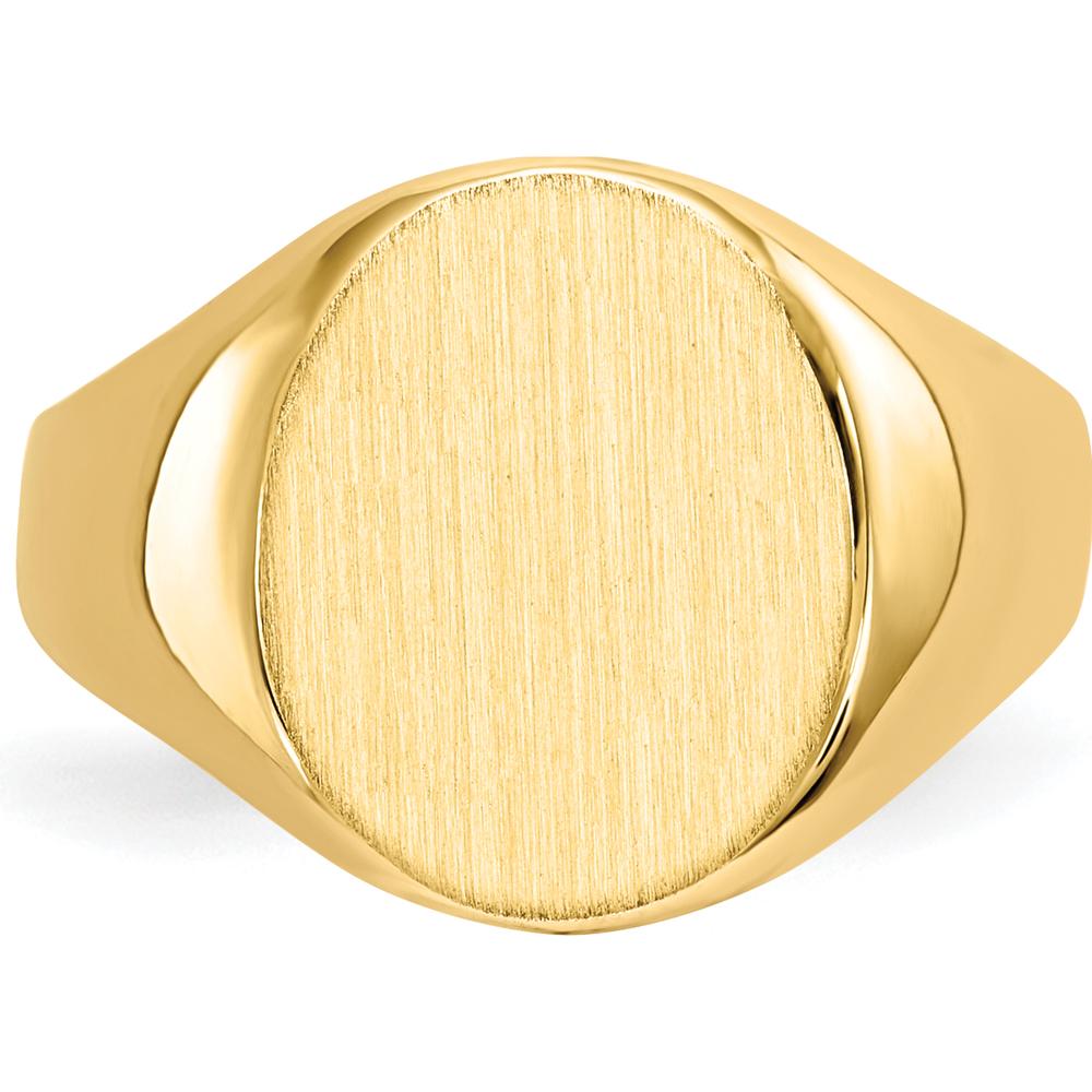 14K Yellow Gold Closed Back Signet Ring with Polished & Brushed Finish - 10.5x12.0mm by 0