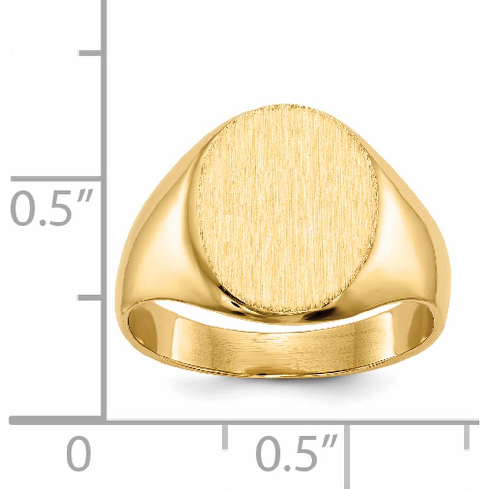 14K Yellow Gold Closed Back Signet Ring with Polished & Brushed Finish - 10.5x12.0mm by 0