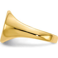 14K Yellow Gold Closed Back Signet Ring with Polished & Satin Brushed Finish - Engravable, 11.5x12.0mm by 0