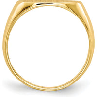 14K Yellow Gold Closed Back Signet Ring with Polished and Satin Finish - Customizable Engravable Design by 0