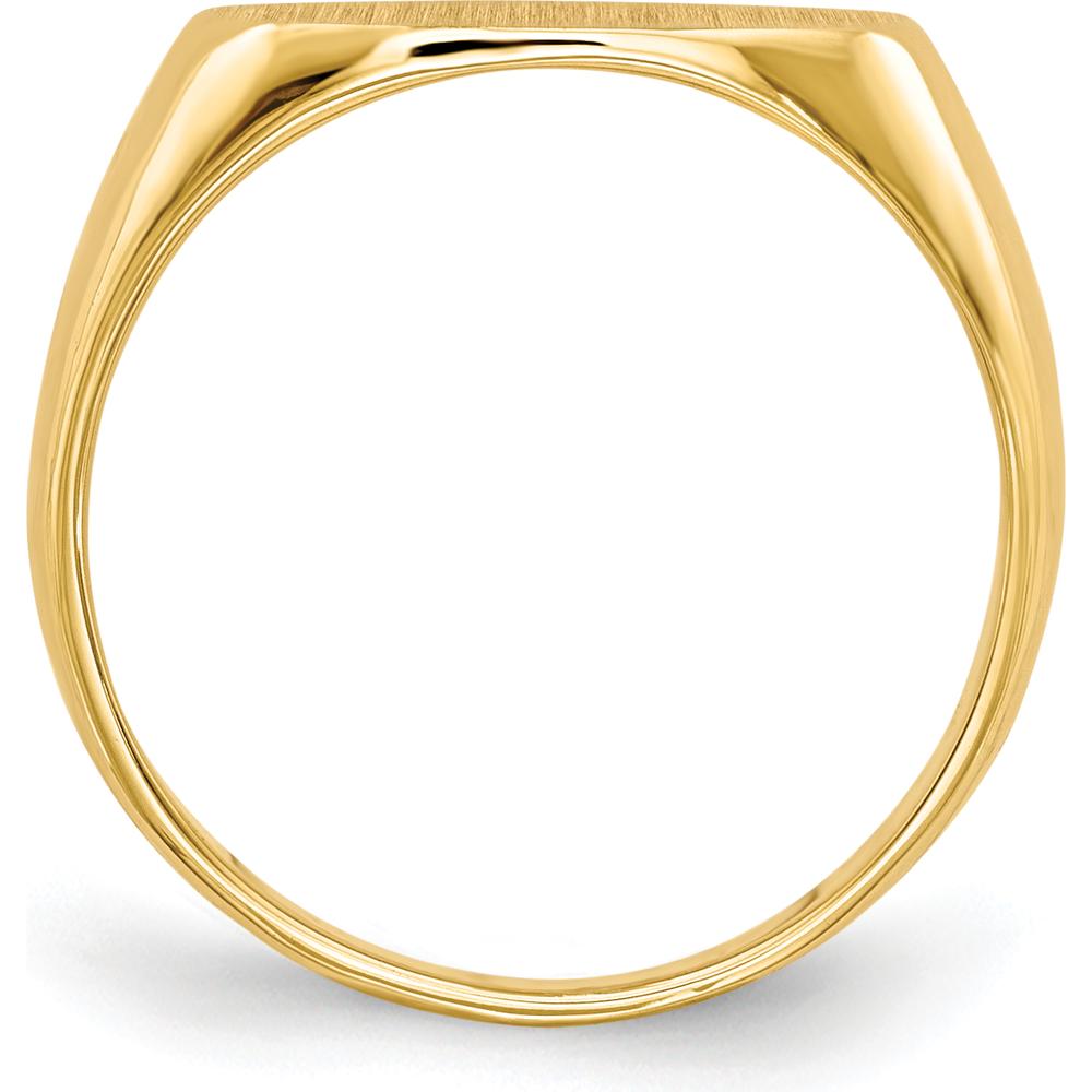 14K Yellow Gold Closed Back Signet Ring with Polished and Satin Finish - Customizable Engravable Design by 0