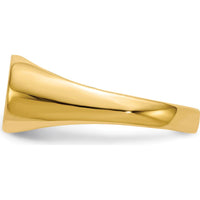 14K Yellow Gold Closed Back Signet Ring with Polished and Satin Finish - Customizable Engravable Design by 0