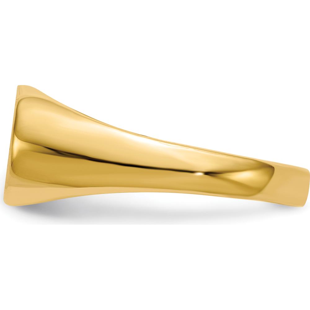 14K Yellow Gold Closed Back Signet Ring with Polished and Satin Finish - Customizable Engravable Design by 0