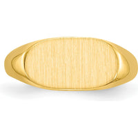 14K Yellow Gold Closed Back Signet Ring with Polished and Satin Finish - Customizable Engravable Design by 0