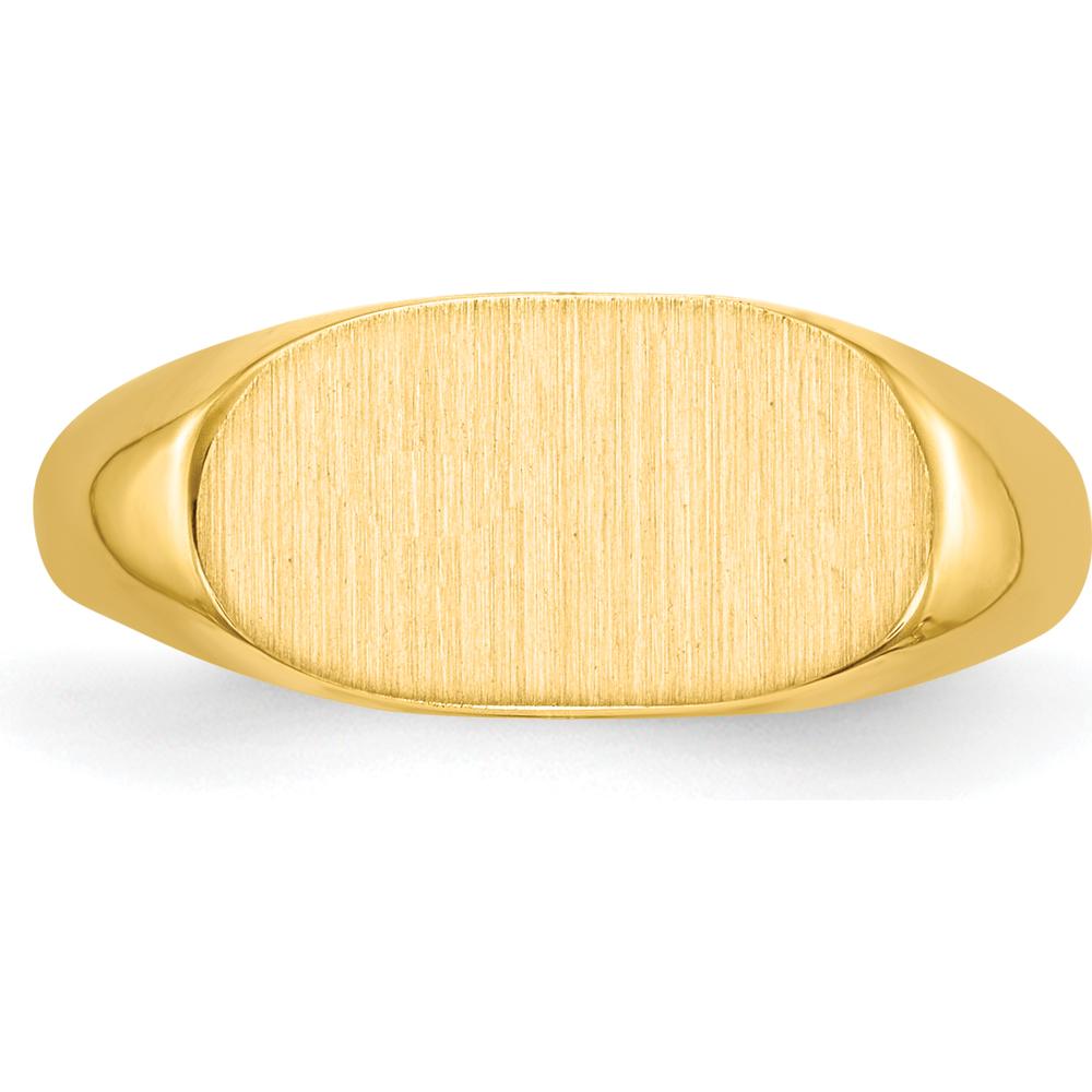 14K Yellow Gold Closed Back Signet Ring with Polished and Satin Finish - Customizable Engravable Design by 0
