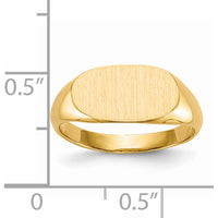 14K Yellow Gold Closed Back Signet Ring with Polished and Satin Finish - Customizable Engravable Design by 0