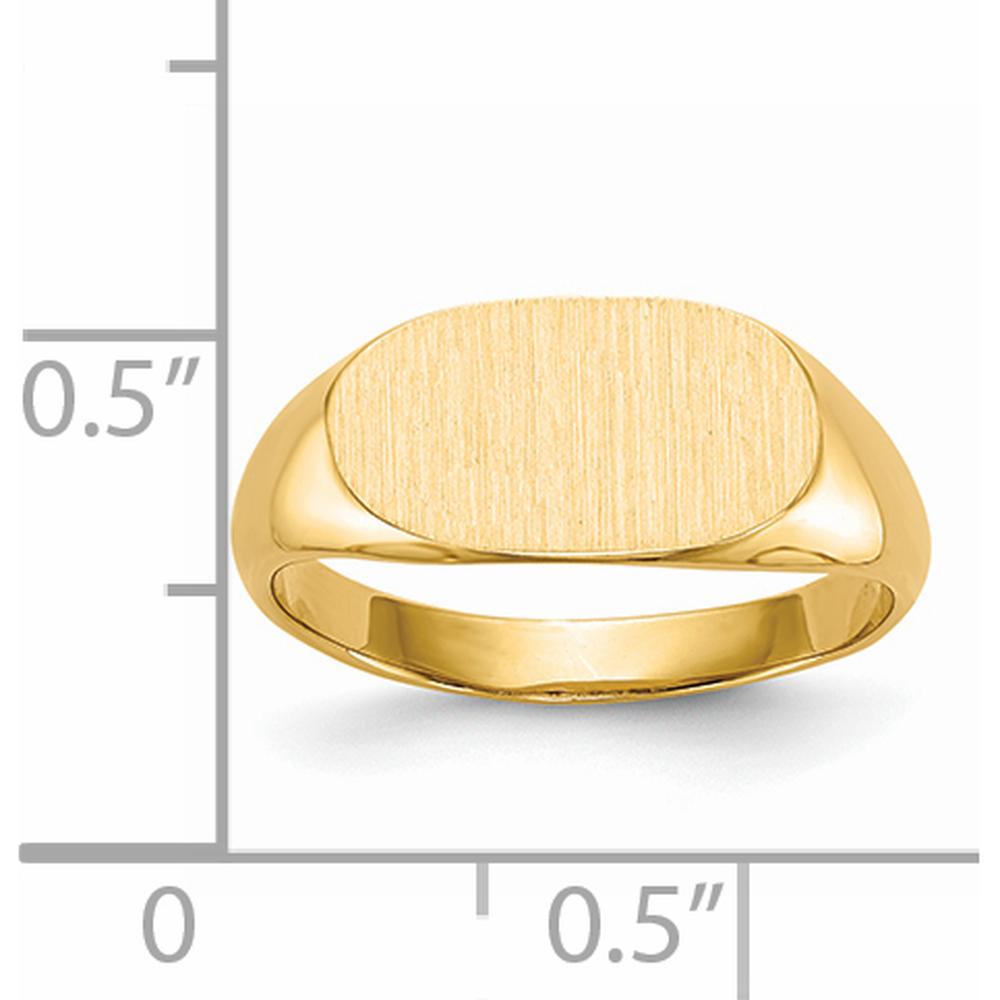 14K Yellow Gold Closed Back Signet Ring with Polished and Satin Finish - Customizable Engravable Design by 0