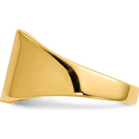 14K Yellow Gold Closed Back Signet Ring with Satin and Polished Finish - Custom Engravable, 11.0x11.5mm Face by 0