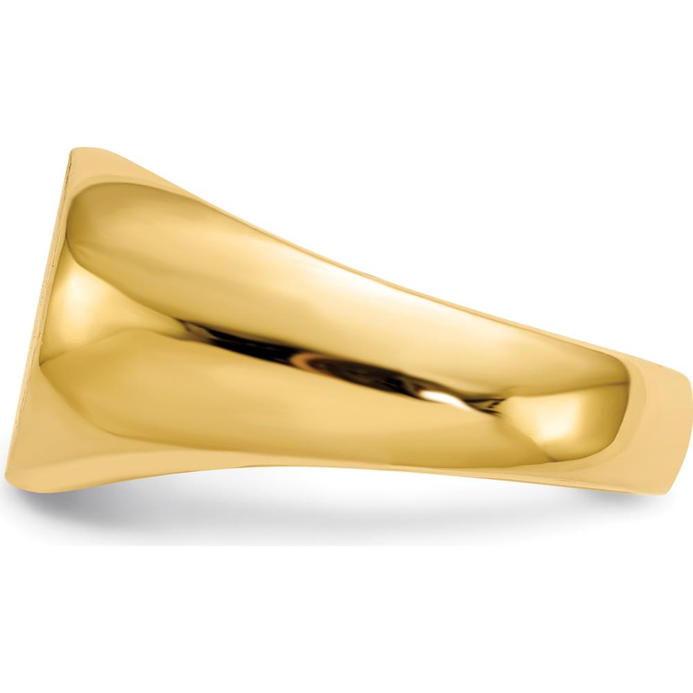 14K Yellow Gold Closed Back Signet Ring with Satin and Polished Finish - Engravable, Tapered Band by 0