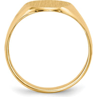 14K Yellow Gold Closed Back Signet Ring with Satin & Polished Finish - Sizeable & Engravable by 0