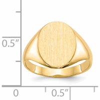 14K Yellow Gold Closed Back Signet Ring with Satin & Polished Finish - Sizeable & Engravable by 0