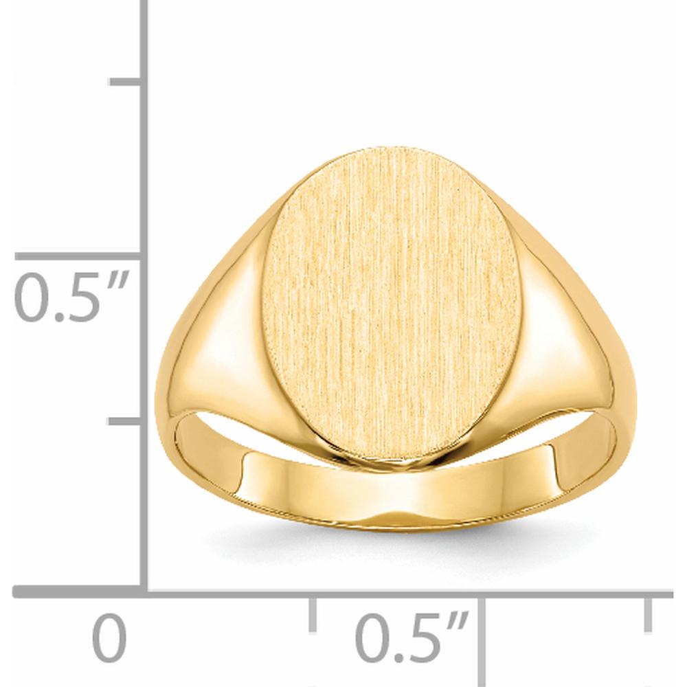 14K Yellow Gold Closed Back Signet Ring with Satin & Polished Finish - Sizeable & Engravable by 0