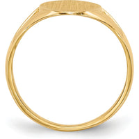 14K Yellow Gold Closed Back Signet Ring with Satin Finish - 9.0x16.5mm Top by 0