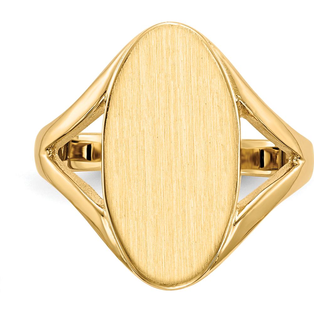 14K Yellow Gold Closed Back Signet Ring with Satin Finish - 9.0x16.5mm Top by 0