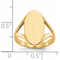 14K Yellow Gold Closed Back Signet Ring with Satin Finish - 9.0x16.5mm Top by 0