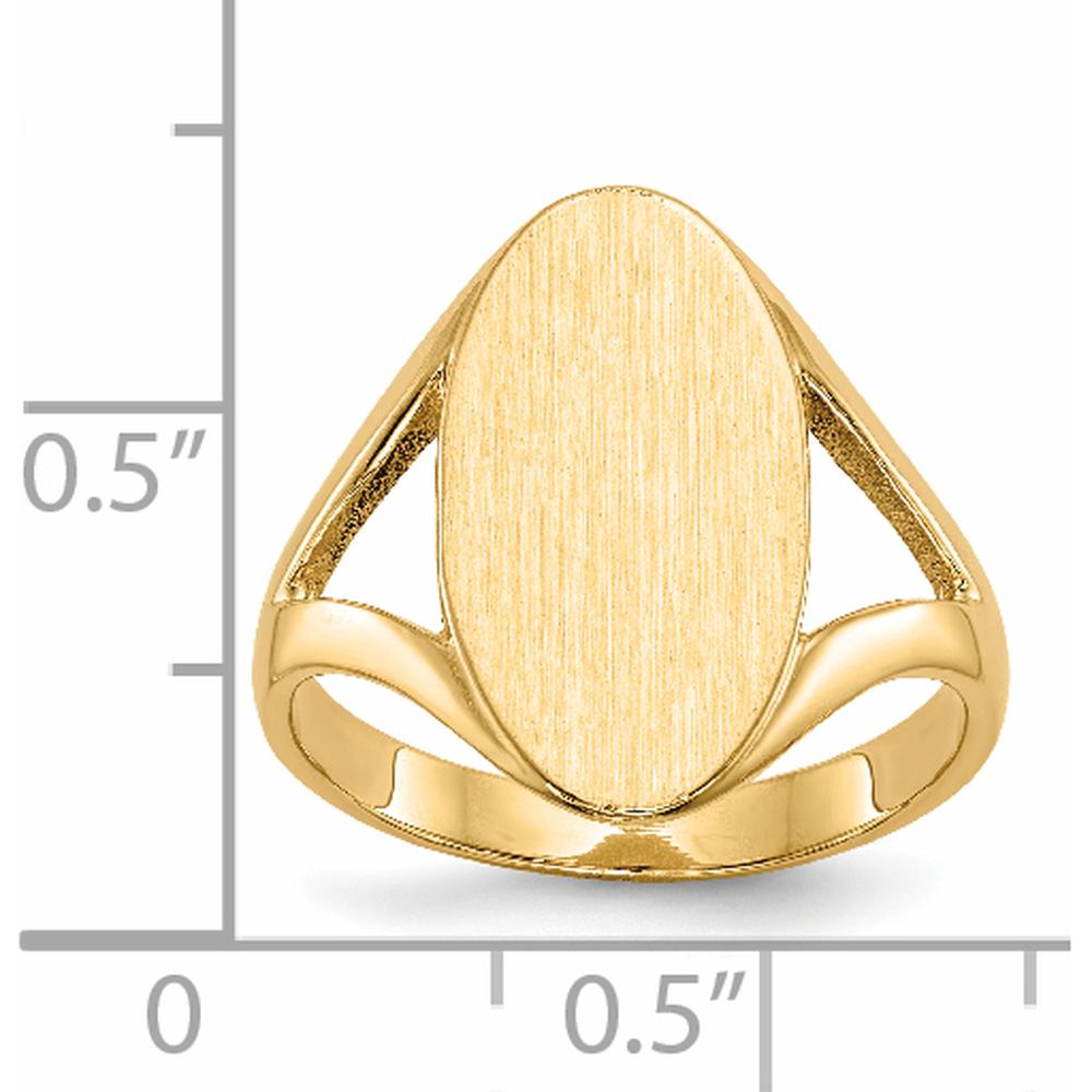 14K Yellow Gold Closed Back Signet Ring with Satin Finish - 9.0x16.5mm Top by 0