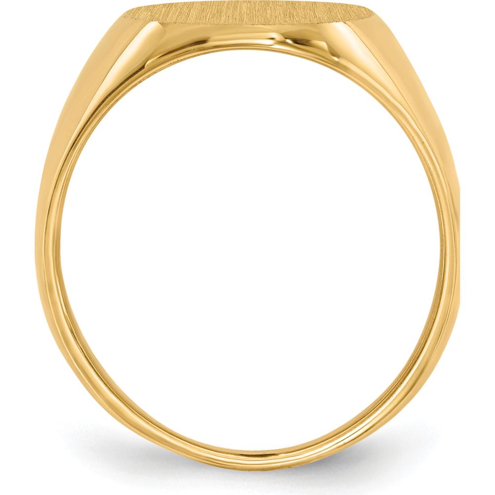 14K Yellow Gold Closed Back Signet Ring with Satin Finish - Polished 16mm x 13mm Top by 0
