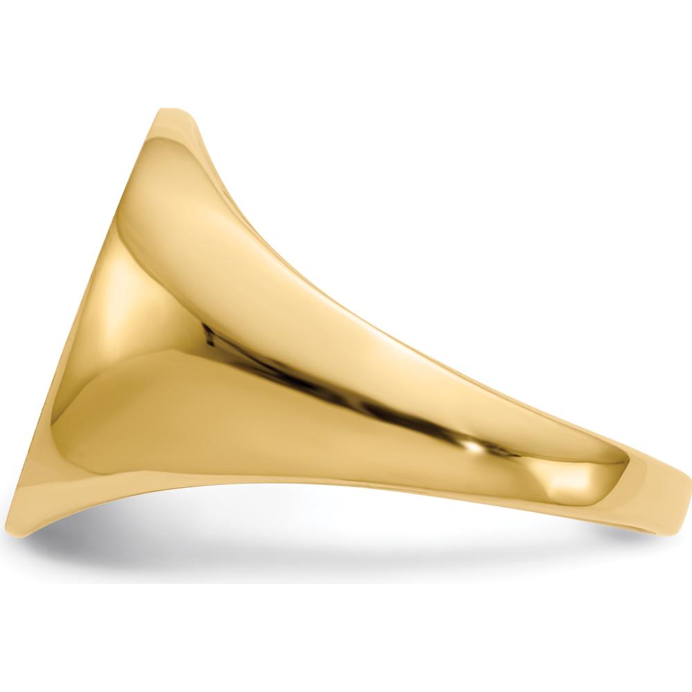 14K Yellow Gold Closed Back Signet Ring with Satin Finish - Polished 16mm x 13mm Top by 0