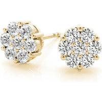 14K Yellow Gold Cluster Lab Diamond Earrings - 0.49 Carats Total Diamond Weight by Robinson's Jewelers