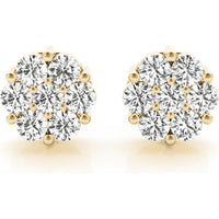 14K Yellow Gold Cluster Lab Diamond Earrings - 0.49 Carats Total Diamond Weight by Robinson's Jewelers
