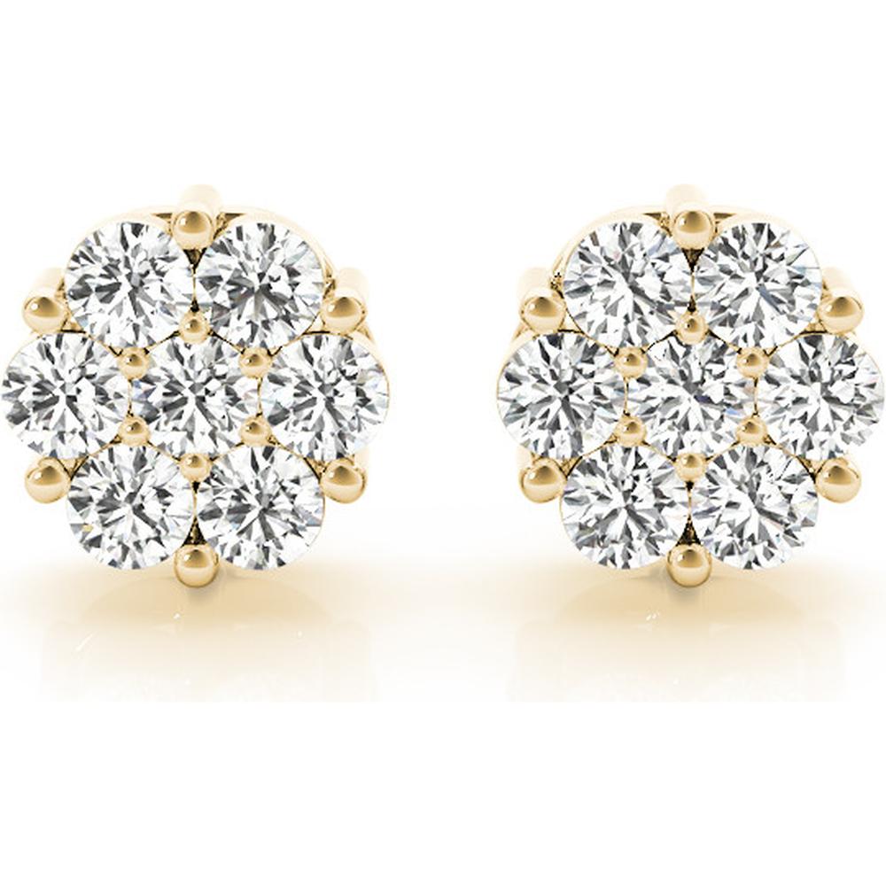 14K Yellow Gold Cluster Lab Diamond Earrings - 0.49 Carats Total Diamond Weight by Robinson's Jewelers
