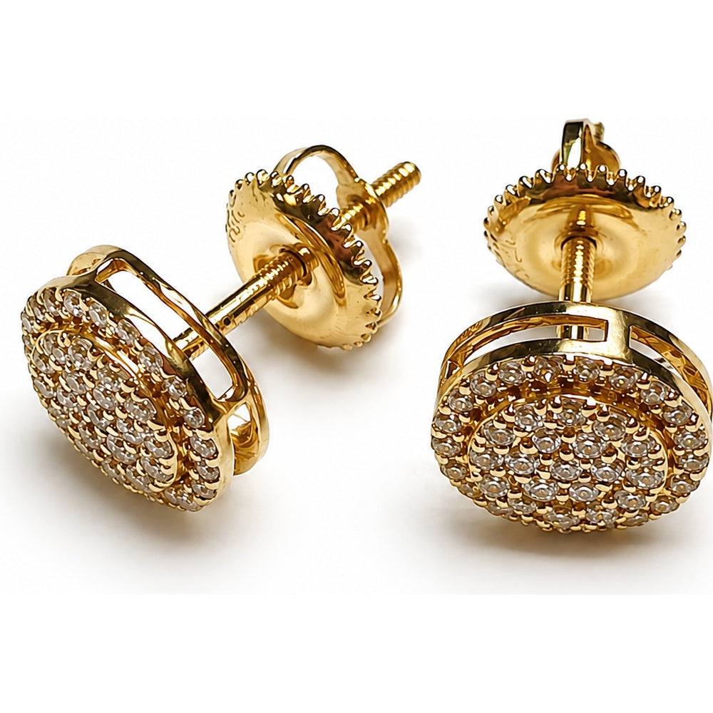 14K Yellow Gold Cluster Stud Earrings with Pave-Set Round Diamonds - 0.44 Carat Total Diamond Weight by Auriventus