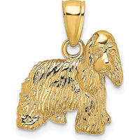 14K Yellow Gold Cocker Spaniel Dog Charm with Textured Finish by Oro Pregiato