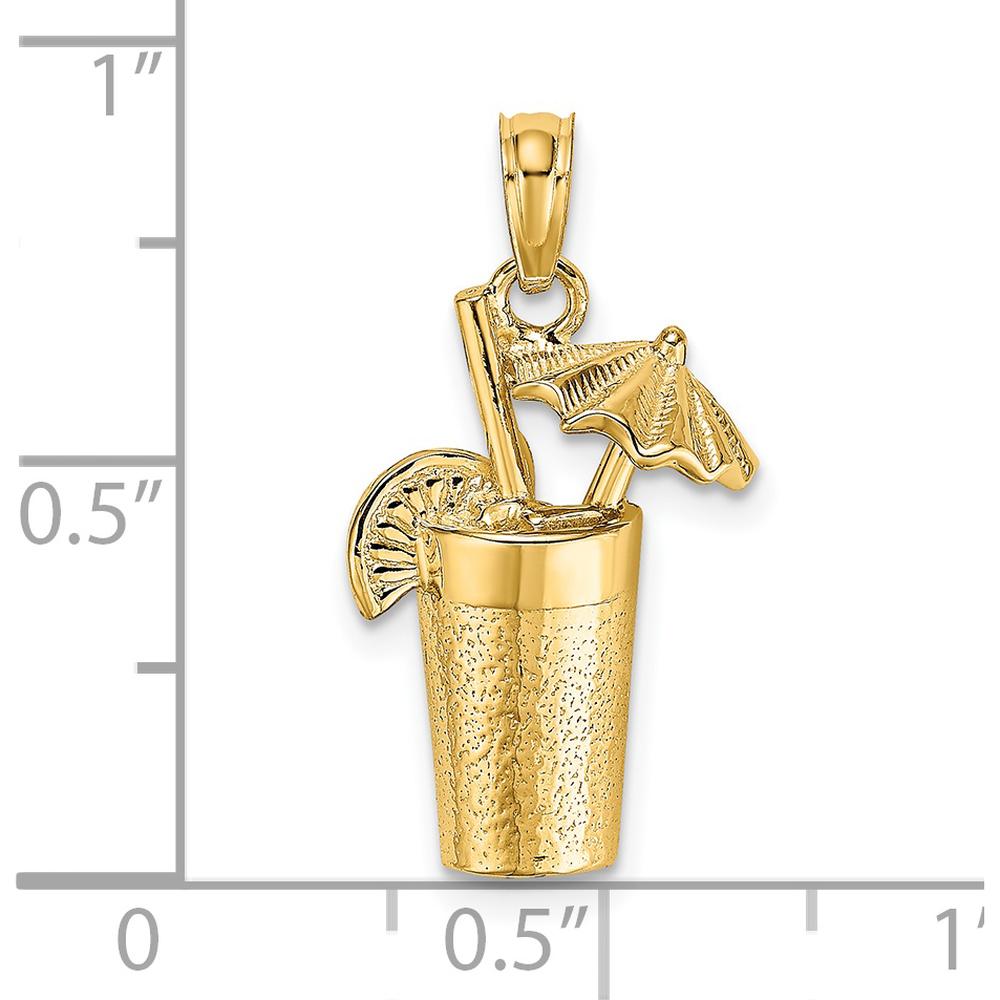 14K Yellow Gold Cocktail Drink with Umbrella Pendant - Playful Tropical Charm by Oro Pregiato