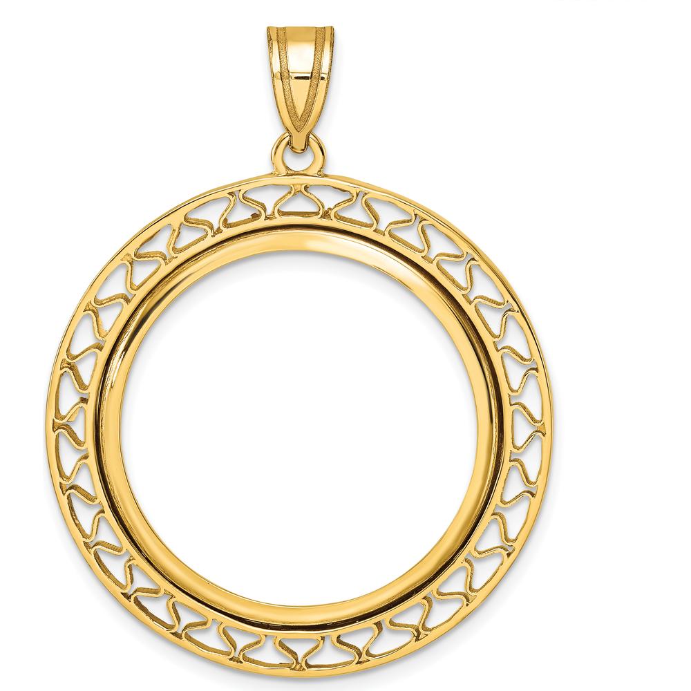 14K Yellow Gold Coin Bezel Pendant for 1/2 oz. American Eagle Coin by Numis Coin Jewelry