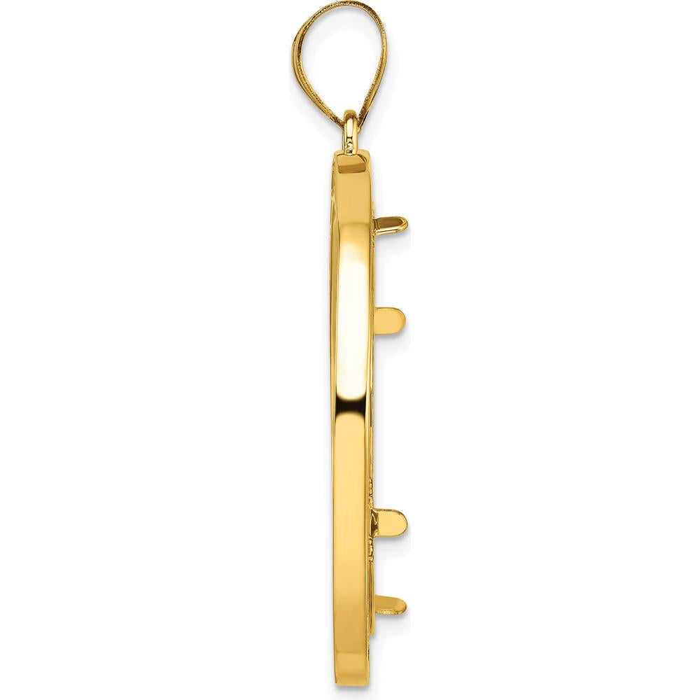 14K Yellow Gold Coin Bezel Pendant for 1/2 oz. American Eagle Coin by Numis Coin Jewelry