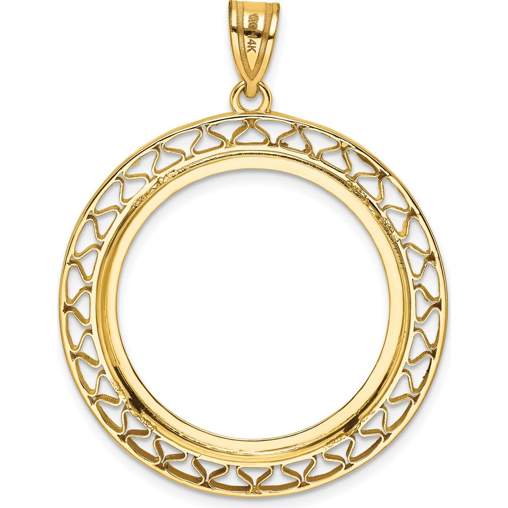 14K Yellow Gold Coin Bezel Pendant for 1/2 oz. American Eagle Coin by Numis Coin Jewelry