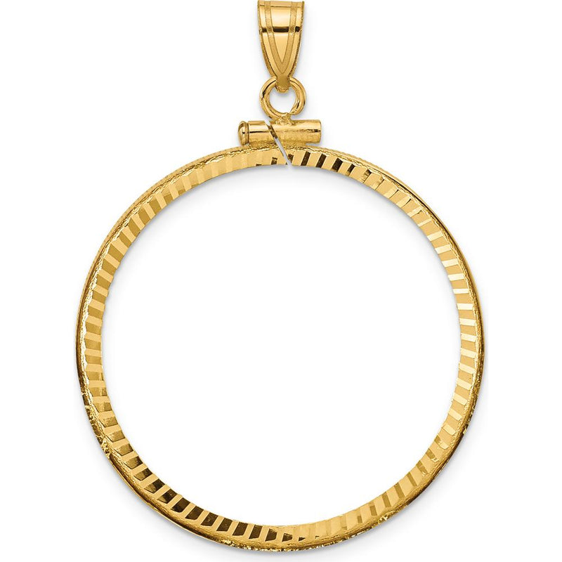 14K Yellow Gold Coin Bezel Pendant with Diamond-Cut Detail - Holds 1 oz. Panda Coin by Numis Coin Jewelry