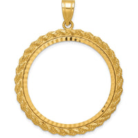 14K Yellow Gold Coin Bezel Pendant with Diamond-Cut Rope Design - Holds 1 oz. American Eagle Coin by Numis Coin Jewelry