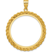 14K Yellow Gold Coin Bezel Pendant with Diamond-Cut Rope Design - Holds 1 oz. American Eagle Coin by Numis Coin Jewelry