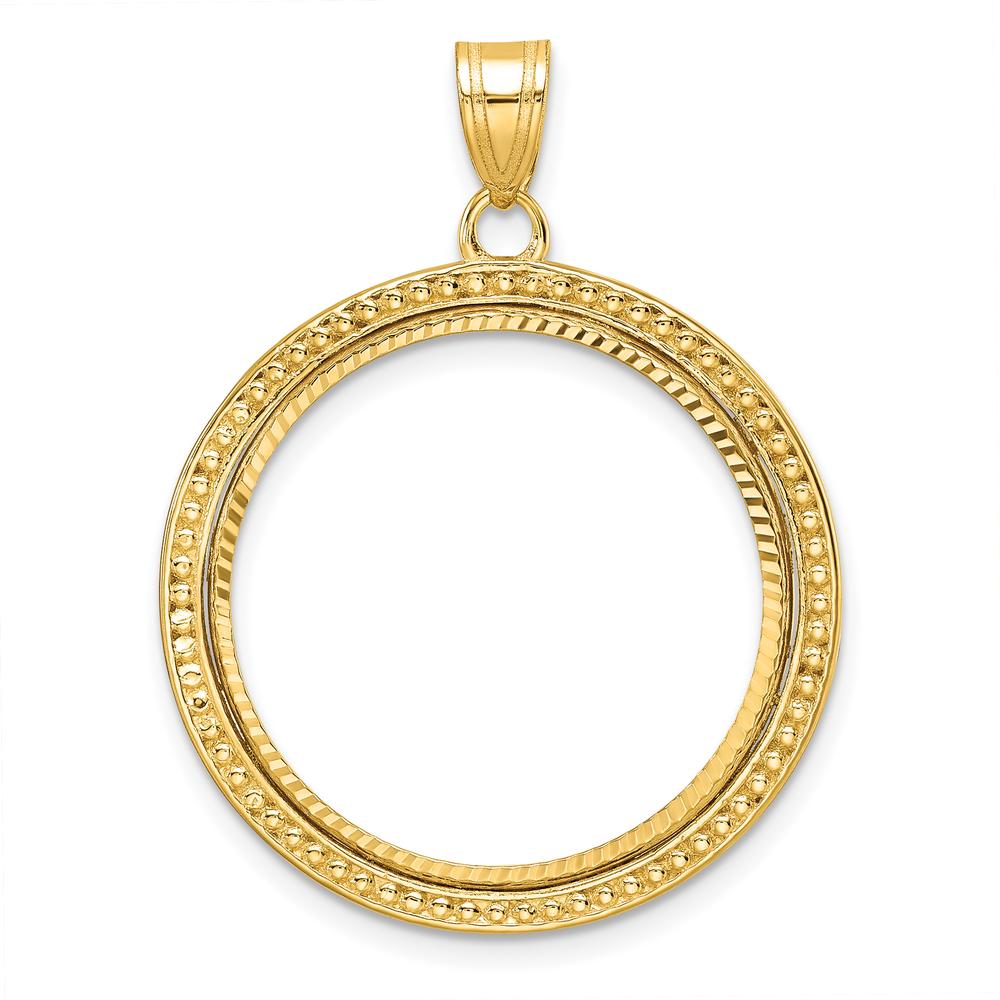14K Yellow Gold Coin Bezel Pendant with Diamond-Cut Texture and Polished Finish by Numis Coin Jewelry