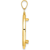 14K Yellow Gold Coin Bezel Pendant with Diamond-Cut Texture and Polished Finish by Numis Coin Jewelry