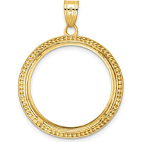 14K Yellow Gold Coin Bezel Pendant with Diamond-Cut Texture and Polished Finish by Numis Coin Jewelry