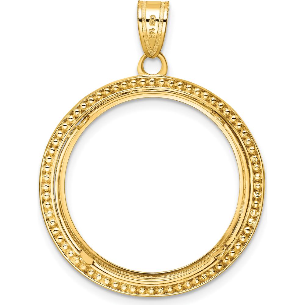 14K Yellow Gold Coin Bezel Pendant with Diamond-Cut Texture and Polished Finish by Numis Coin Jewelry
