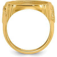 14K Yellow Gold Coin Bezel Ring for Men with Textured Sides - Holds 1/10 oz. American Eagle Coin by Numis Coin Jewelry