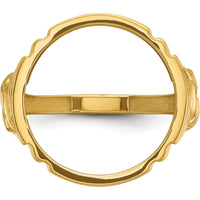 14K Yellow Gold Coin Bezel Ring for Men with Textured Sides - Holds 1/10 oz. American Eagle Coin by Numis Coin Jewelry
